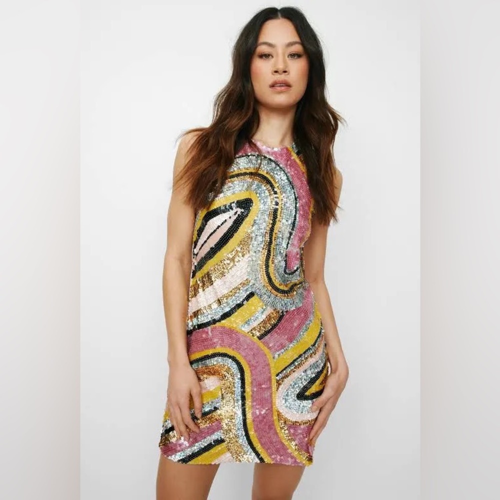Nasty Gal Women's Abstract Statement Sequin Mini Dress